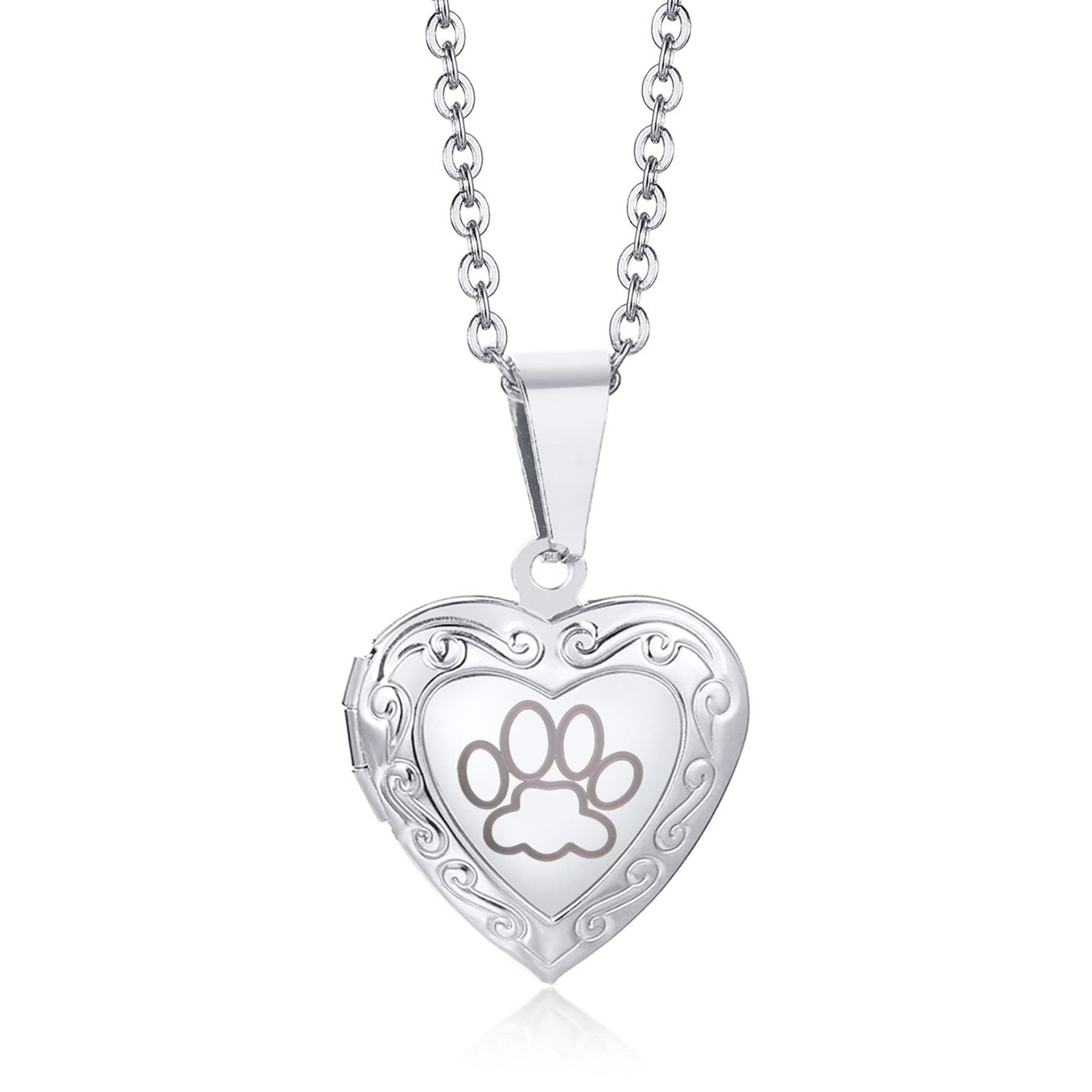 Wholesale Titanium Steel French Heart Flip Photo Frame Necklace
